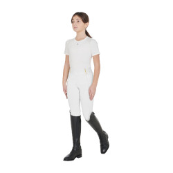 Legging justo para menina com grip e logótipo Equestro Branco