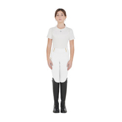 Legging justo para menina com grip e logótipo Equestro Branco