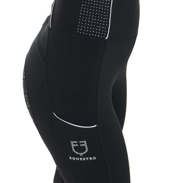 Legging ajustado feminino com strass Equestro Preto
