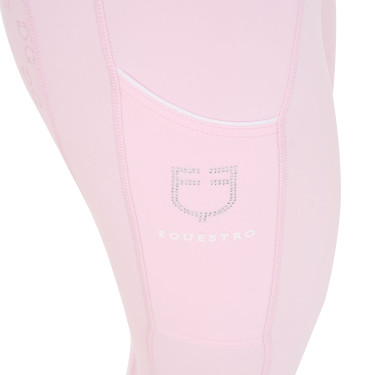 Legging ajustado feminino com strass Equestro Bailarina Rosa