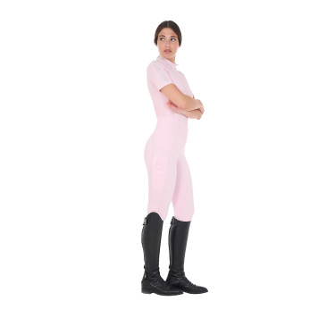 Legging ajustado feminino com strass Equestro Bailarina Rosa