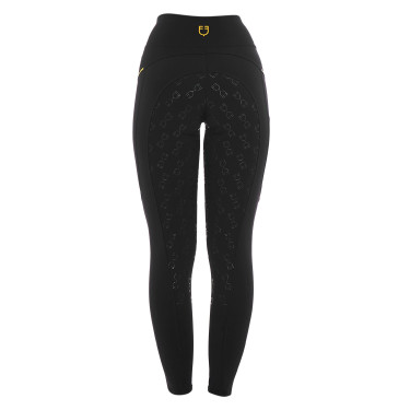Legging justo feminino com inserções em micro-mesh Equestro Legging justo feminino com inserções em micro-mesh Equestro
