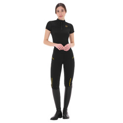 Legging justo feminino com inserções em micro-mesh Equestro Legging justo feminino com inserções em micro-mesh Equestro