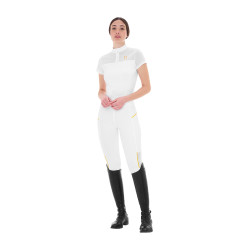 Legging justo feminino com inserções em micro-mesh Equestro Branco