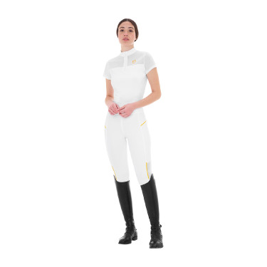 Legging justo feminino com inserções em micro-mesh Equestro Branco
