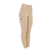 Legging justo feminino com grip completo Classic Equestro Incenso Bege