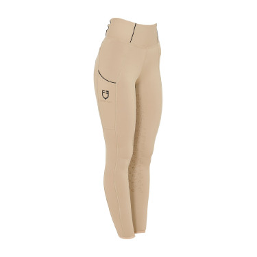 Legging justo feminino com grip completo Classic Equestro Incenso Bege