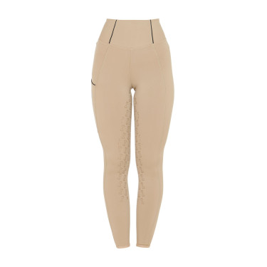 Legging justo feminino com grip completo Classic Equestro Incenso Bege