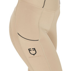 Legging justo feminino com grip completo Classic Equestro Incenso Bege