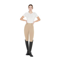 Legging justo feminino com grip completo Classic Equestro Incenso Bege