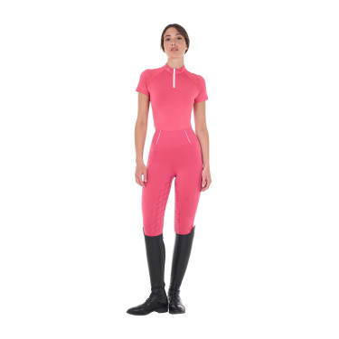 Legging justo feminino com grip completo Classic Equestro Madressilva Rosa