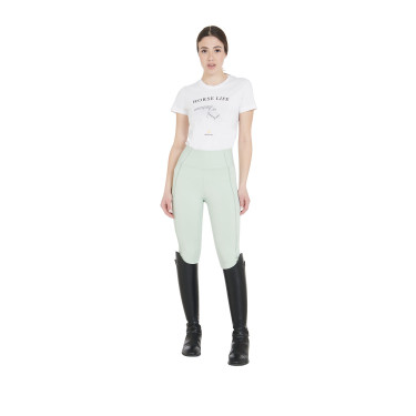 Legging justo feminino com grip completo Classic Equestro Verde claro