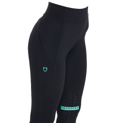 Legging ajustado em tecido técnico elástico feminino Kao Light Equestro Preto / esmeralda Legging ajustado em tecido técnico elástico feminino Kao Light Equestro Preto / esmeralda