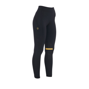 Legging ajustado em tecido técnico elástico feminino Kao Light Equestro Preto / amarelo Legging ajustado em tecido técnico elástico feminino Kao Light Equestro Preto / amarelo