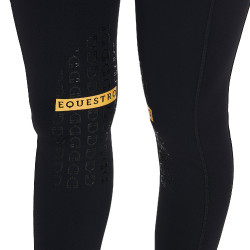 Legging ajustado em tecido técnico elástico feminino Kao Light Equestro Preto / amarelo Legging ajustado em tecido técnico elástico feminino Kao Light Equestro Preto / amarelo