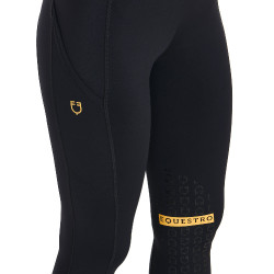 Legging ajustado em tecido técnico elástico feminino Kao Light Equestro Preto / amarelo Legging ajustado em tecido técnico elástico feminino Kao Light Equestro Preto / amarelo