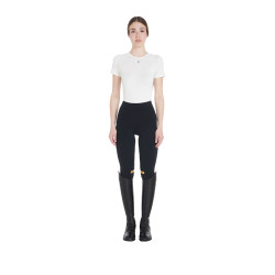 Legging ajustado em tecido técnico elástico feminino Kao Light Equestro Preto / amarelo Legging ajustado em tecido técnico elástico feminino Kao Light Equestro Preto / amarelo