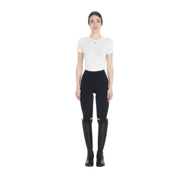 Legging ajustado em tecido técnico elástico feminino Kao Light Equestro Preto / amarelo Legging ajustado em tecido técnico elástico feminino Kao Light Equestro Preto / amarelo