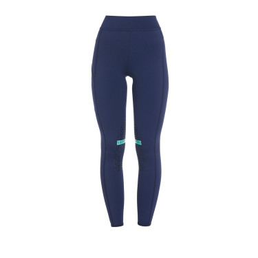 Legging ajustado em tecido técnico elástico feminino Kao Light Equestro Marinho / esmeralda Azul