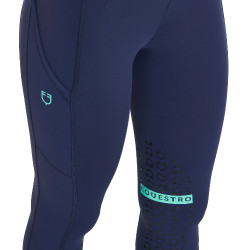 Legging ajustado em tecido técnico elástico feminino Kao Light Equestro Marinho / esmeralda Azul