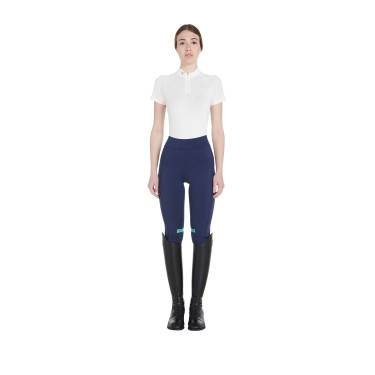 Legging ajustado em tecido técnico elástico feminino Kao Light Equestro Marinho / esmeralda Azul