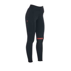 Legging justo em tecido técnico elástico feminino Kao Equestro Preto / vermelho
