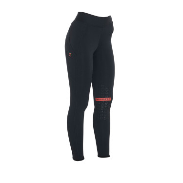 Legging justo em tecido técnico elástico feminino Kao Equestro Preto / vermelho