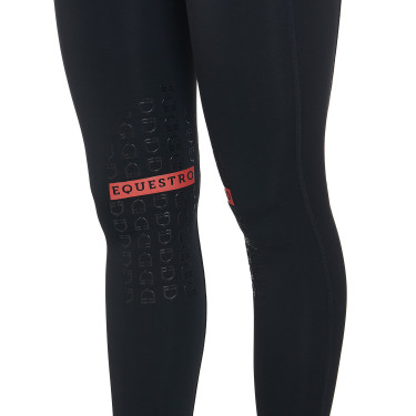 Legging justo em tecido técnico elástico feminino Kao Equestro Preto / vermelho