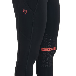 Legging justo em tecido técnico elástico feminino Kao Equestro Preto / vermelho