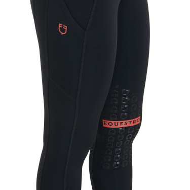 Legging justo em tecido técnico elástico feminino Kao Equestro Preto / vermelho