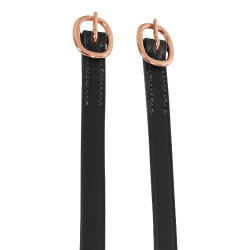 Tiras para esporas em couro com fivela em ouro rosa Equestro Preto Tiras para esporas em couro com fivela em ouro rosa Equestro Preto