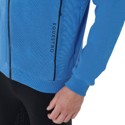 Moletom com capuz de algodão com zíper masculino Equestro Daphne Azul