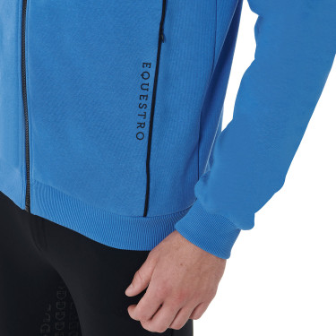 Moletom com capuz de algodão com zíper masculino Equestro Daphne Azul