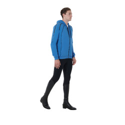 Moletom com capuz de algodão com zíper masculino Equestro Daphne Azul