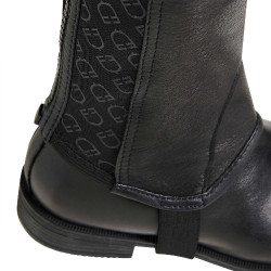 Mini-chaps de couro unissex com faixa elástica e logotipos Vespucci Equestro Preto