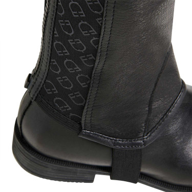 Mini-chaps de couro unissex com faixa elástica e logotipos Vespucci Equestro Preto