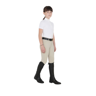 Mini-chaps de couro macio infantil com faixa elástica Equestro Preto