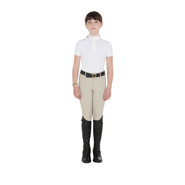 Mini-chaps de couro macio infantil com faixa elástica Equestro Preto