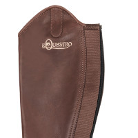 Mini-chaps de couro macio com zíper traseiro Dunster Equestro Castanho Mini-chaps de couro macio com zíper traseiro Dunster Equestro Castanho
