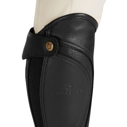 Mini-chaps unissex de couro perfurado para máximo conforto Salisbury Equestro Preto