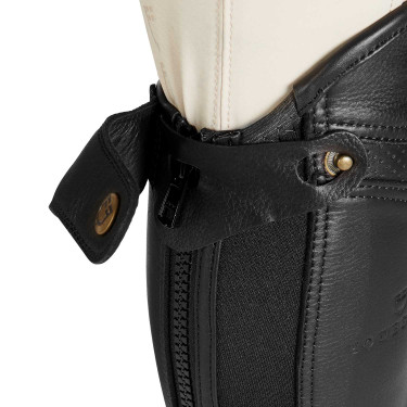 Mini-chaps unissex de couro perfurado para máximo conforto Salisbury Equestro Preto