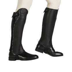 Mini-chaps de couro com perfil contrastante Equestro Preto