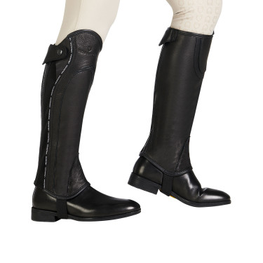 Mini-chaps de couro com perfil contrastante Equestro Preto