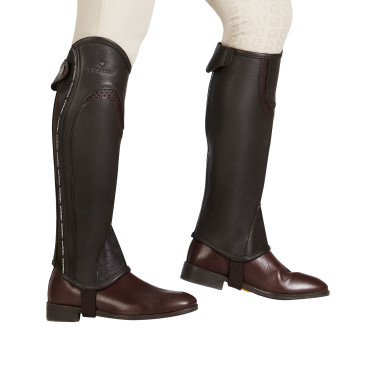 Mini-chaps de couro com perfil contrastante Equestro Castanho
