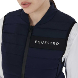 Colete feminino corta-vento em tecido técnico Equestro Marinho Azul-marinho