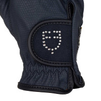 Luvas femininas em tecido técnico macio com logotipo em strass Equestro Preto