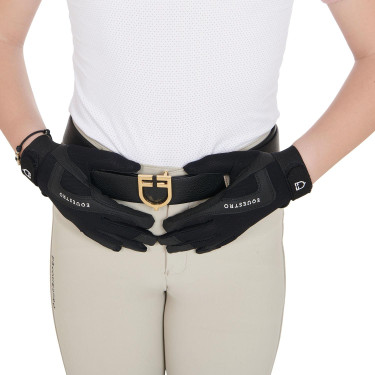 Luvas infantis Sunny em tecido técnico Equestro Preto