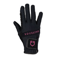 Luvas em tecido técnico com logótipo multicolorido Equestro Preto / fúcsia
