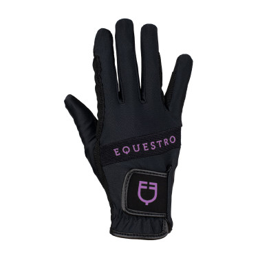 Luvas em tecido técnico com logótipo multicolorido Equestro Preto / roxo Luvas em tecido técnico com logótipo multicolorido Equestro Preto / roxo