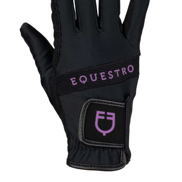 Luvas em tecido técnico com logótipo multicolorido Equestro Preto / roxo Luvas em tecido técnico com logótipo multicolorido Equestro Preto / roxo